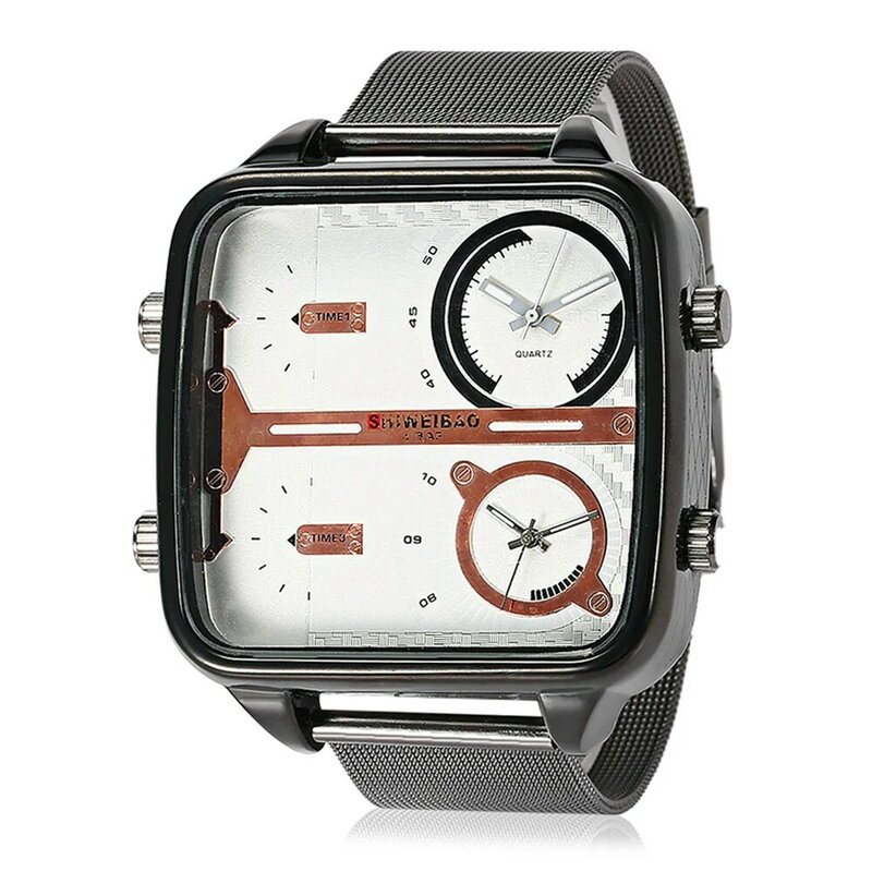 Relógio de pulso de quartzo de aço inoxidável para homens relógio de pulso de quartzo de banda de malha de aço inoxidável