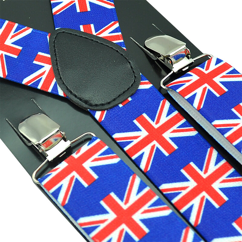 Najlepsze męskie szelki zapinane elastyczne szelki o szerokości 3.5cm "flaga brytyjska w Anglii" Y-szelki regulowane szelki Gallus