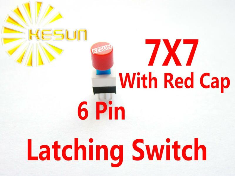 Interruptor de enganche con tapa roja, 100 unidades, 7x7, 6 pines, 6P, 100 unidades