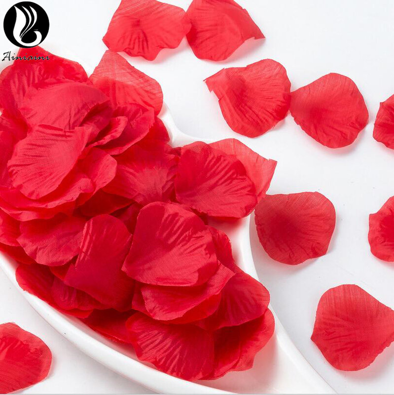 인공 꽃 붉은 장미 꽃 파티 장식 카펫, 웨딩 꽃잎, 5*5cm, 팩 당 100 개, BV268