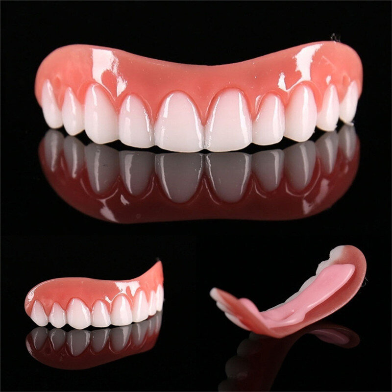 Pegatinas de dientes postizos, simulación de blanqueamiento dental, aparatos de pasta dental, herramienta de cubierta superior, carillas de dientes cómodas con sonrisa perfecta