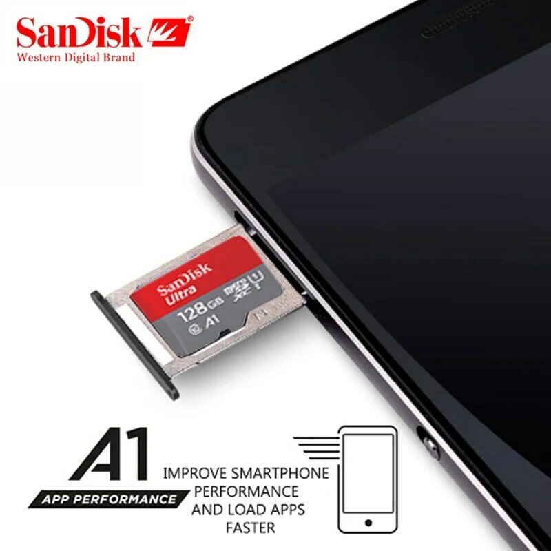 Original Sandisk UItra tarjeta Micro SD de 32gb 64gb 128gb TF tarjeta 200gb 256GB 400gb A1 U1 Class10 hasta 100 MB/S tarjeta de memoria Flash