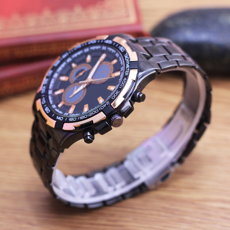 Мужские водонепроницаемые кварцевые часы из нержавеющей стали, в деловом стиле