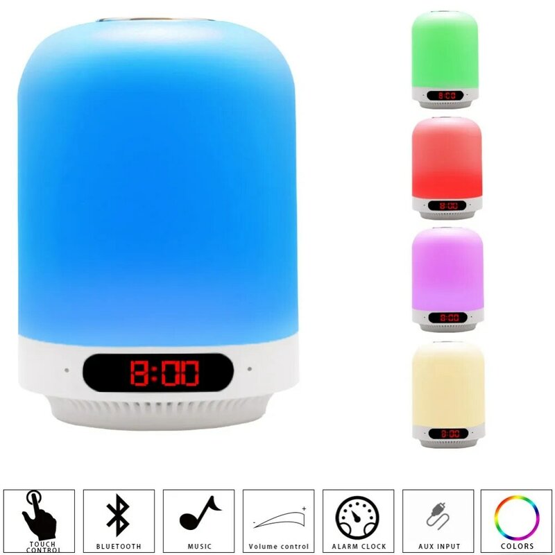 PANYUE Wholesale 20PCS Mini Speaker Bass Portable Wireless Speaker Smart Touch LED Table Lamp With TF Card Radio Fm 2018 speaker
