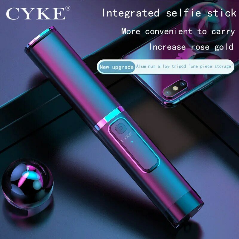 Cyke mini handheld sem fio bluetooth selfie vara 3 em 1 controle remoto obturador selfie vara tripé independente haste telescópica