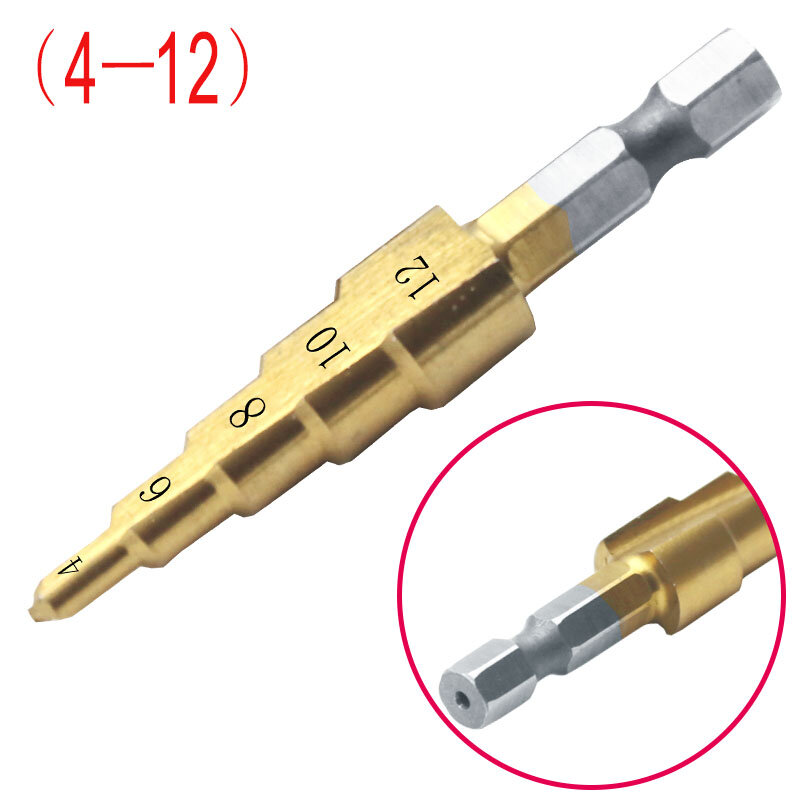 3Pcs HSS Step drill bit set Titanium drill bit Set Drill hole 4-32mm 4-20mm 4-12mm