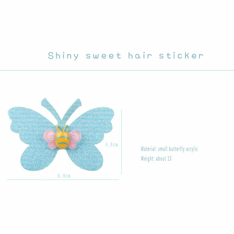 2Pcs/Set Butterfly Bangs Paste Posts 6 Colors Hair Sticker Clip Magic Tape Fringe Hair Bang Patch Stick Grils Hair Accessories