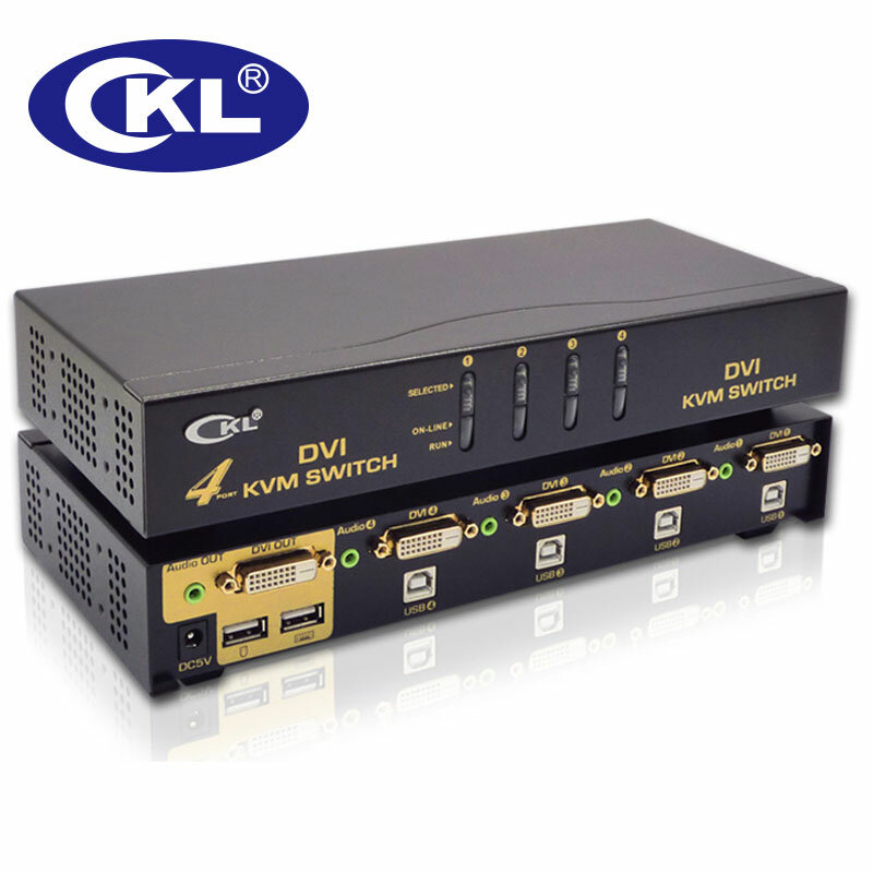 4พอร์ตUSB DVI KVMสวิทช์แป้นพิมพ์เมาส์PC Monitor s witcherพร้อมเสียงและสแกนอัตโนมัติสนับสนุน1920*1200 DDC2BโลหะCKL-94D