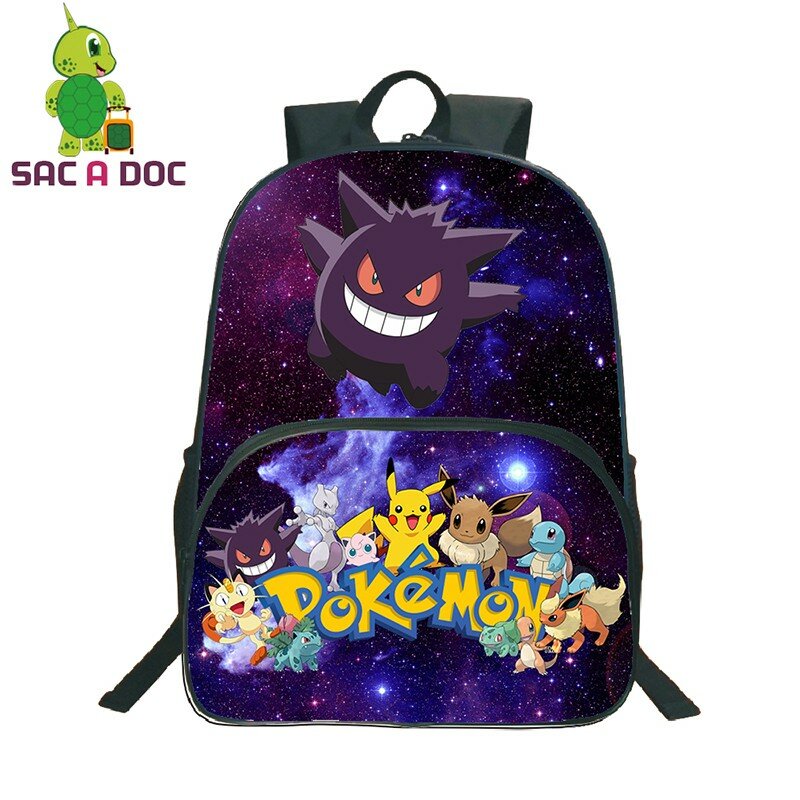 16 Inch Bagpack Pokemon Mewtwo Gengar Backpack Multicolor School Bag for Teenagers Students Kids Rucksack Book Bag Bolsa Escolar
