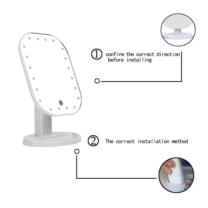 Touch Screen 20LED Makeup Mirror Light Bedside Table Desktop Mirror Vanity Lights Health Beauty LED Mirror 10x Magnifying Mirror