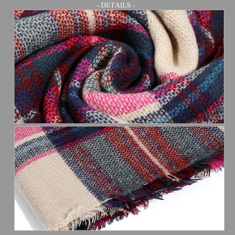 女性の冬のスカーフ,女性の市松模様のスカーフ,暖かいデザイナースカーフ,カシミヤショール,直送,vs051