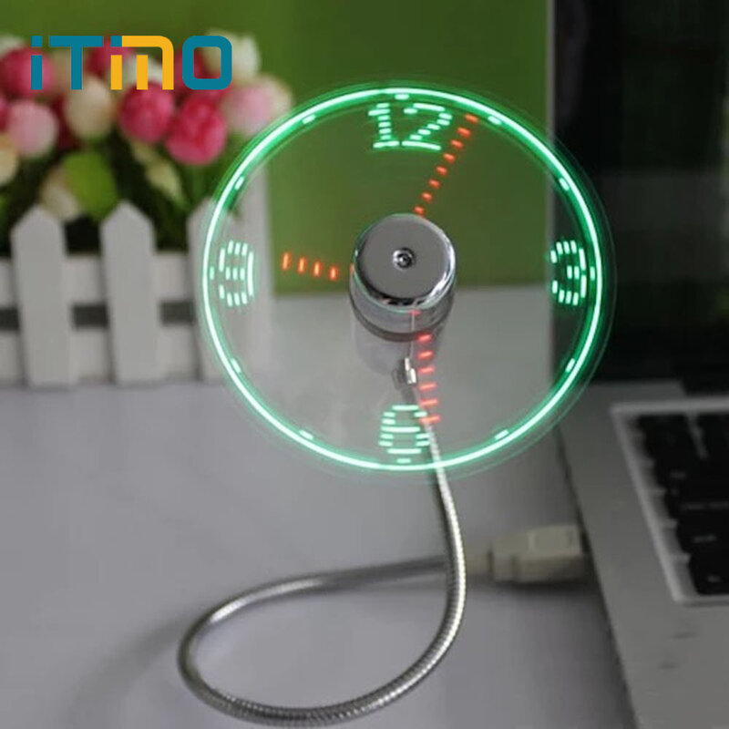 ITimo Best-selling Novelties Luminous Real Time Clock Watch Lighting Summer Mini USB LED Night Light  Fan Light Ring Display