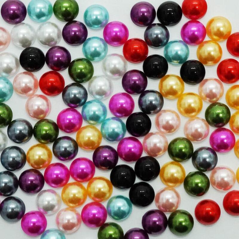 2/3/4/6/8/10/12 MM cuentas de perlas de imitación medio redondo plano cuentas de plástico mezcladas en la espalda al por mayor para hacer joyas accesorios de bricolaje