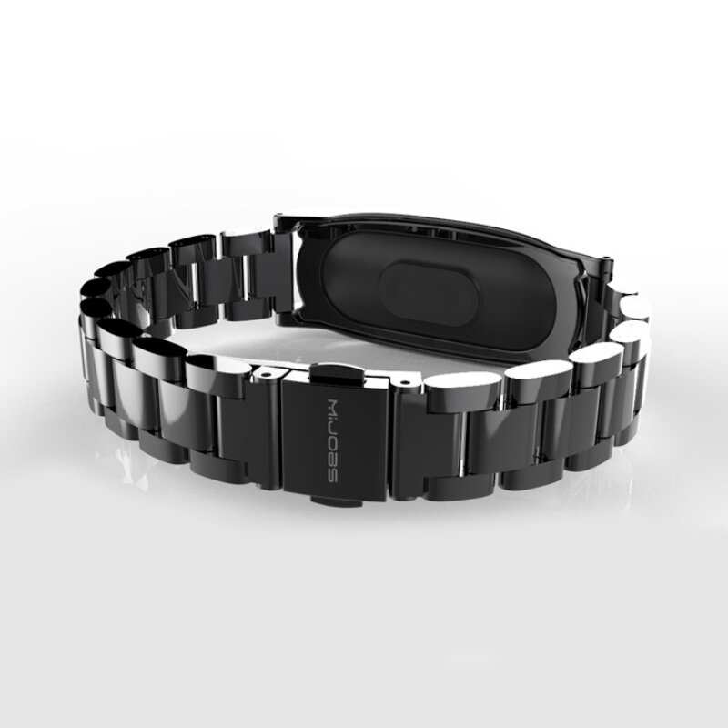 Mijobs pulseira de metal para original xiaomi mi banda 2 pulseira de aço inoxidável pulseiras substituir acessórios para mi banda 2
