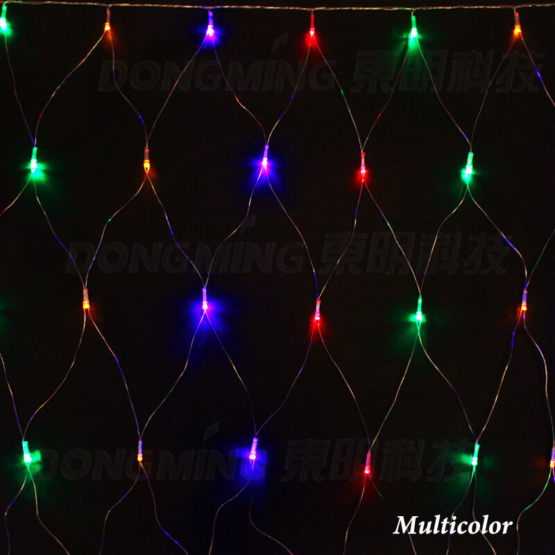 Tira de luces LED multicolor para decoración navideña, 75 piezas, 220V, azul y morado, 2x2m, 210LED, 8 pantallas, impermeables, para jardín