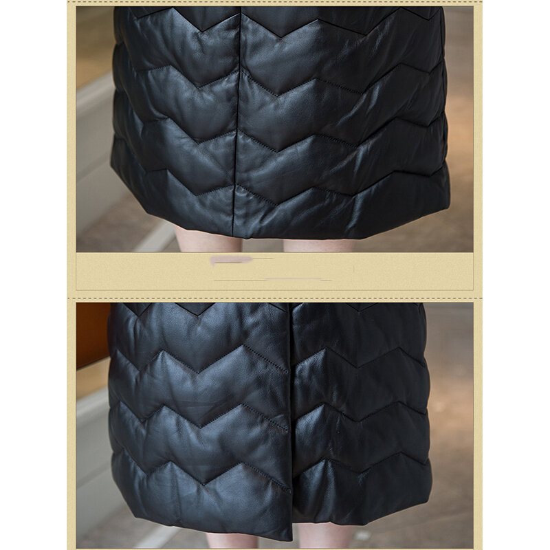 Hoge Kwaliteit 100% Nieuwe Mode Winter Warme Schapenvacht Jas Vrouwen Leren Jas Zwart Plus Size 4XL Winter Bovenkleding