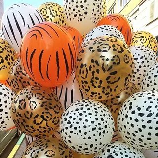 6 sztuk Handheld balony foliowe z główką zwierzęcą tygrys lew nadmuchiwany balon dżungli strona dekoracji zabawki dla dzieci dekoracje na przyjęcie urodzinowe