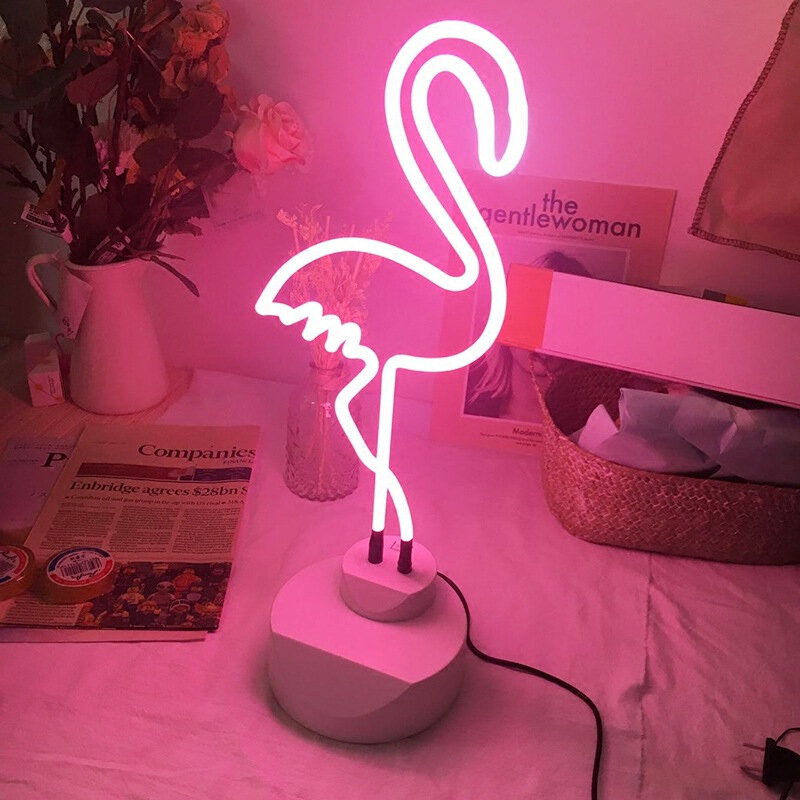 Luminária de mesa em neon com led, abajur de flamingo com nuvem, arco-íris, abacaxi, natal, festa, decoração 3d