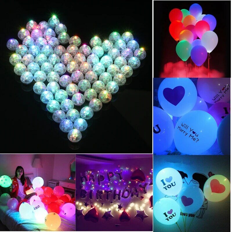 50/100 pces mini lâmpada led para papel lanterna balão festa de casamento decoração