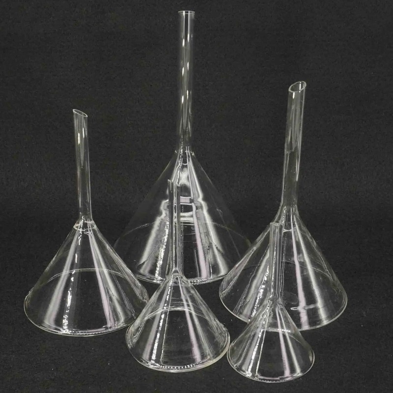 30mm/40mm/50mm/60mm/75mm/90mm/100mm/120mm imbuto in vetro da laboratorio in miniatura imbuto triangolare in vetro borosilicato