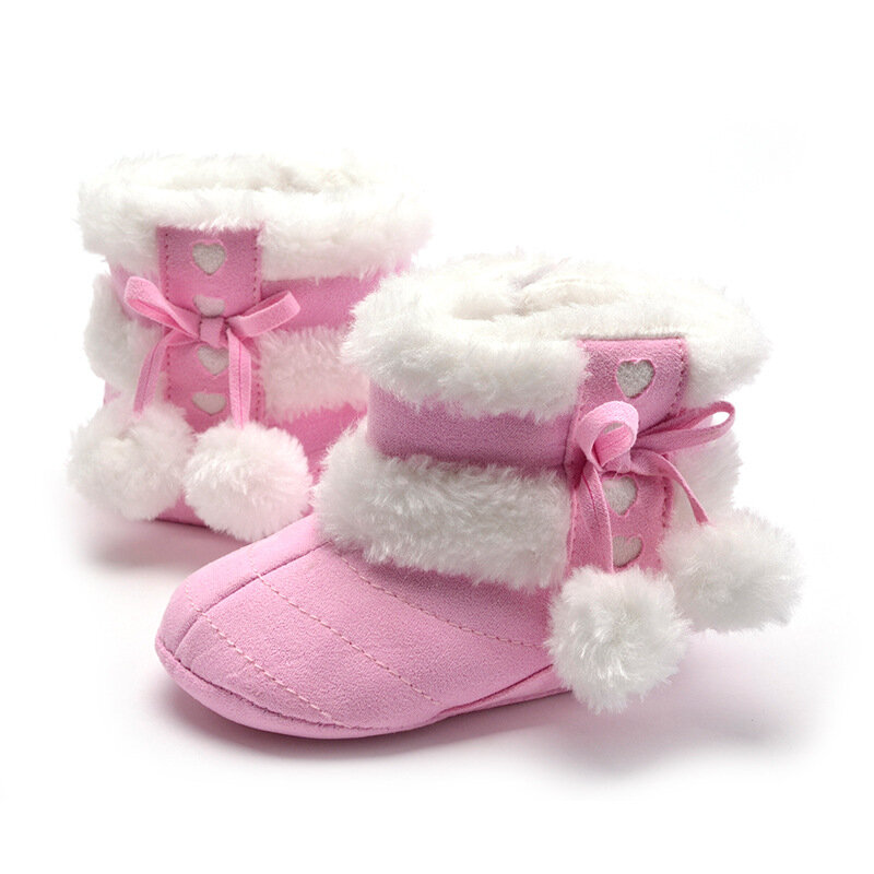 Matka dzieci dziecko buty do nauki chodzenia buty Unisex zima buty ocieplane dla niemowląt dziecko miękkie bawełniane Thinken Faux futerkowe buty z pluszowa piłka