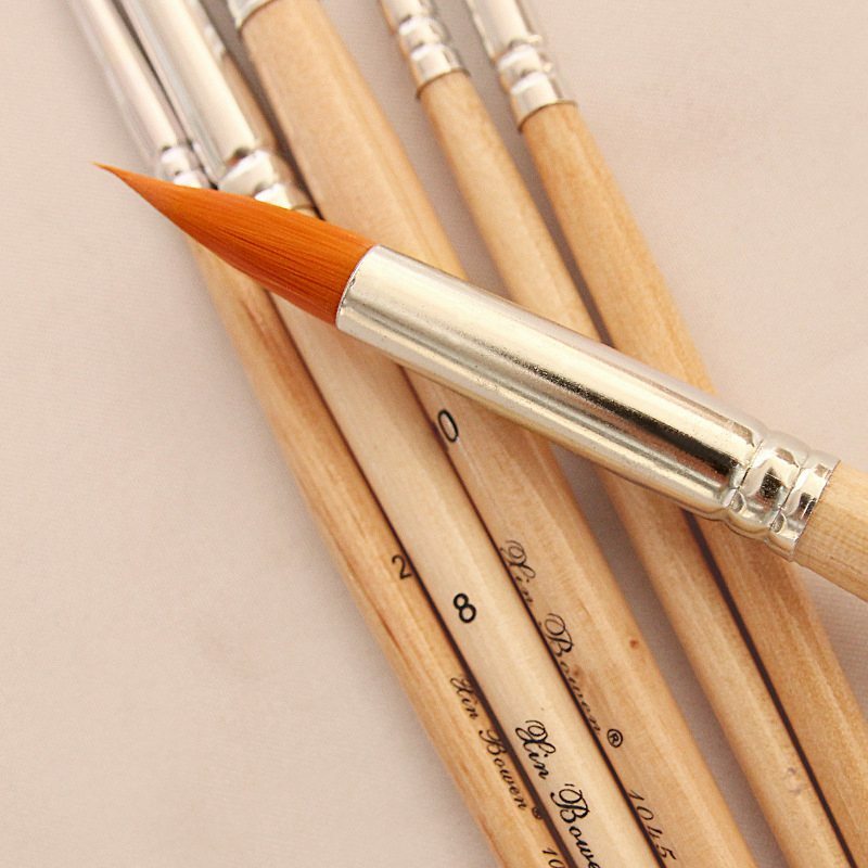 6 pcs Fine Nylon Hair Original Wooden Handle Paint Brush Set For Watercolor Oil Acrylic Painting Brushes Drawing Art Supplies