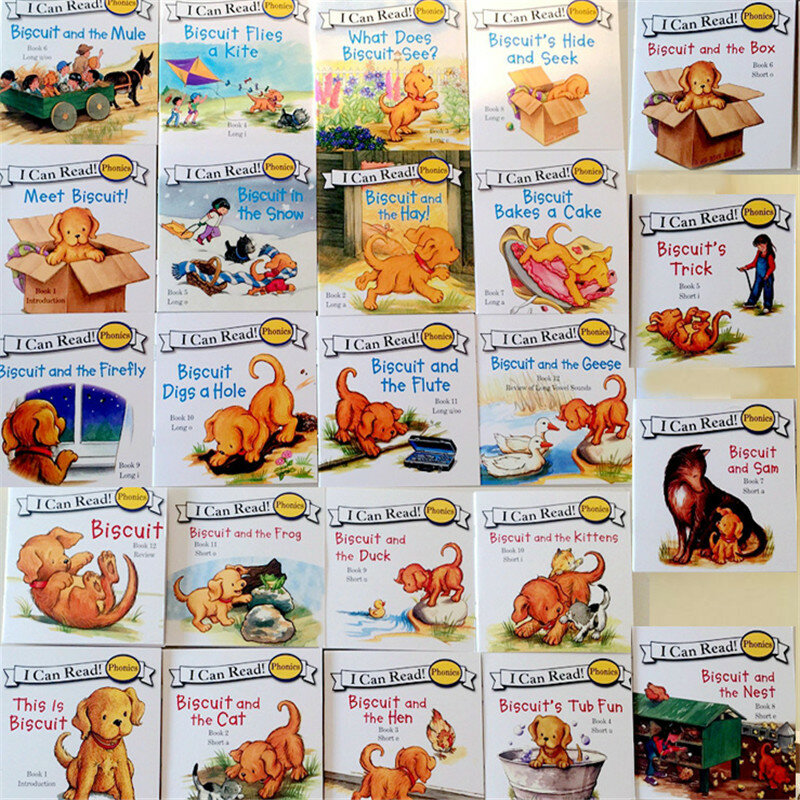 Juego de 24 libros de fonética en inglés para niños, libro de cuentos para niños, libro de lectura de bolsillo para educación temprana