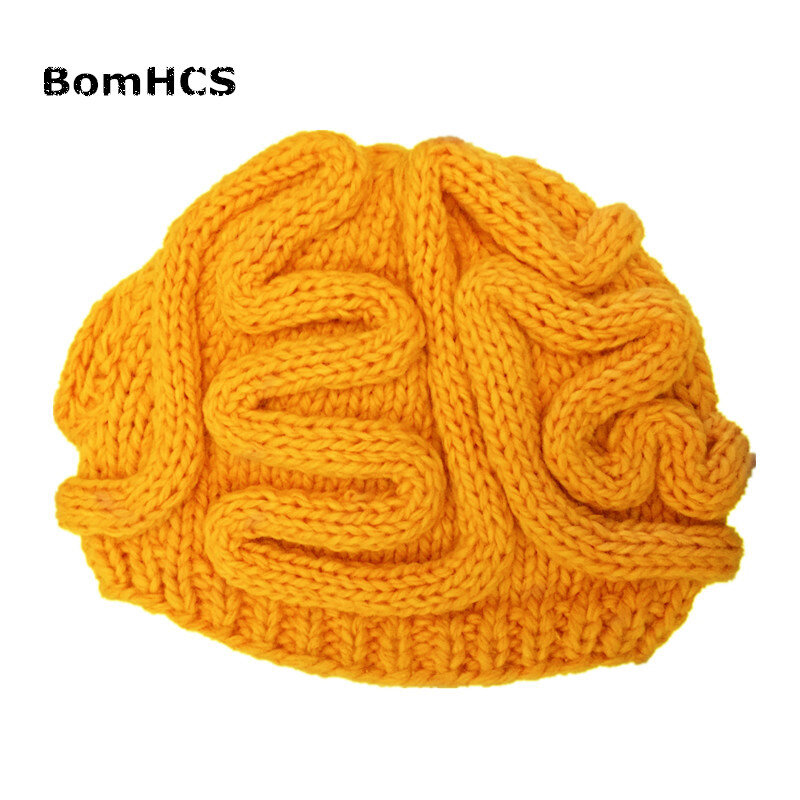 BomHCS новый подарок, новинка шапка мозги, 100%, вязаная шапка ручной работы, теплая зимняя шапка