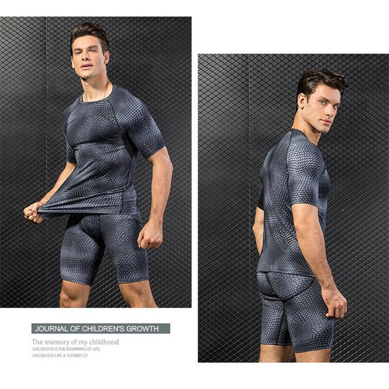 200 p Người Đàn Ông Pro Shaper Compression Đồ Lót 3D In Chặt Chẽ T-Shirt, mát Mồ Hôi Đàn Hồi Nhanh Chóng-Thấm Hút khô Thể Thao Tập Thể Dục Ngắn Tay Áo