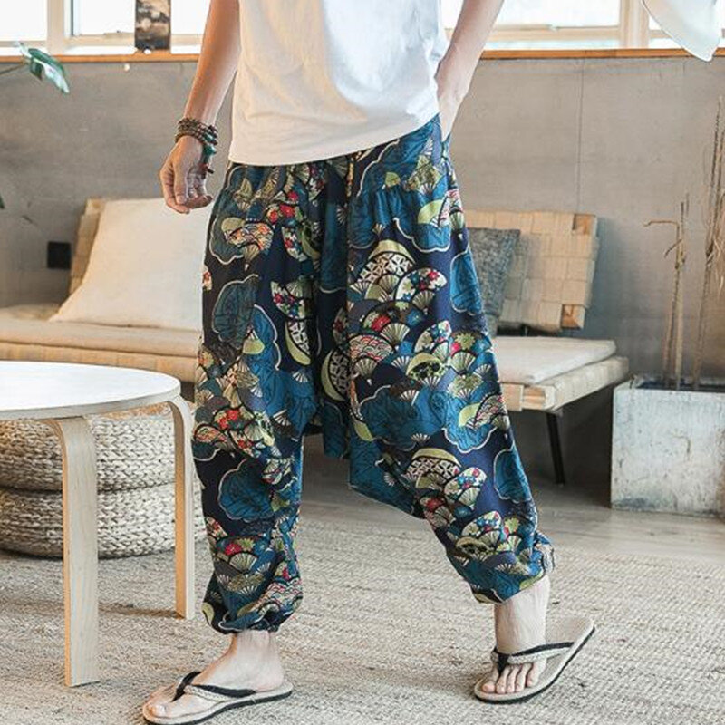 Baggy ฝ้ายลินิน Harem กางเกงผู้ชาย Hip-Hop ผู้หญิง Plus ขนาดกว้างขากางเกงยาวกางเกง Pantalones Hombre 2023