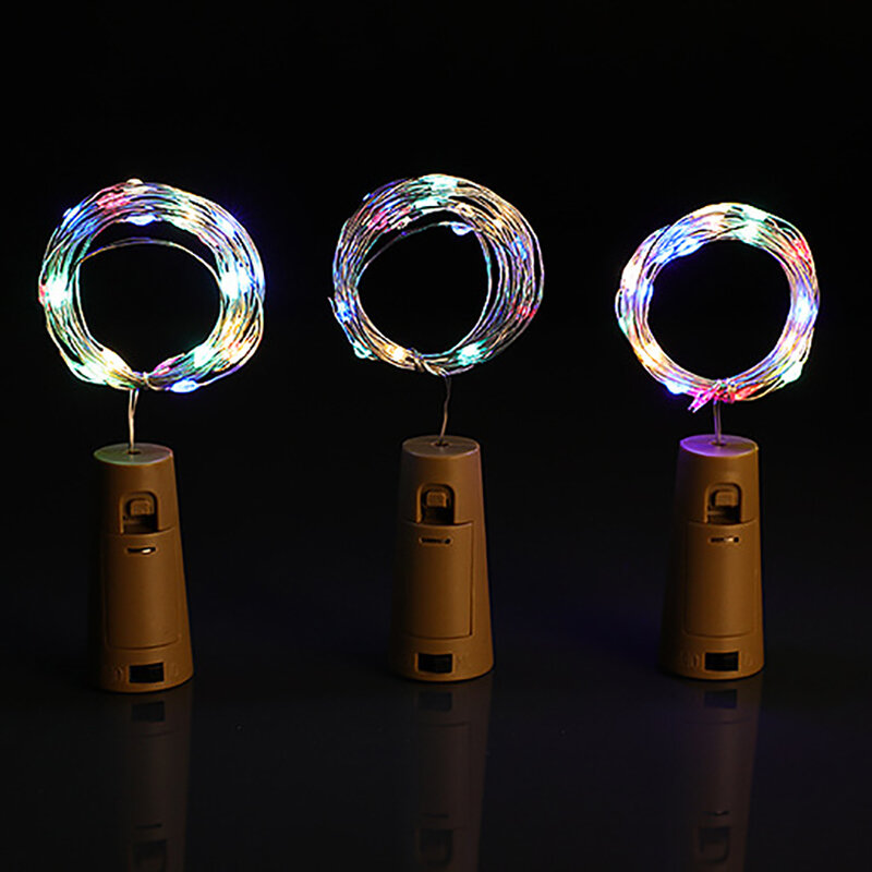 Mini guirlande lumineuse pour bouteille de vin avec bouchon en liège, lampe LED en forme de fil d'argent, féerique, pour bricolage, fête, décoration, mariage