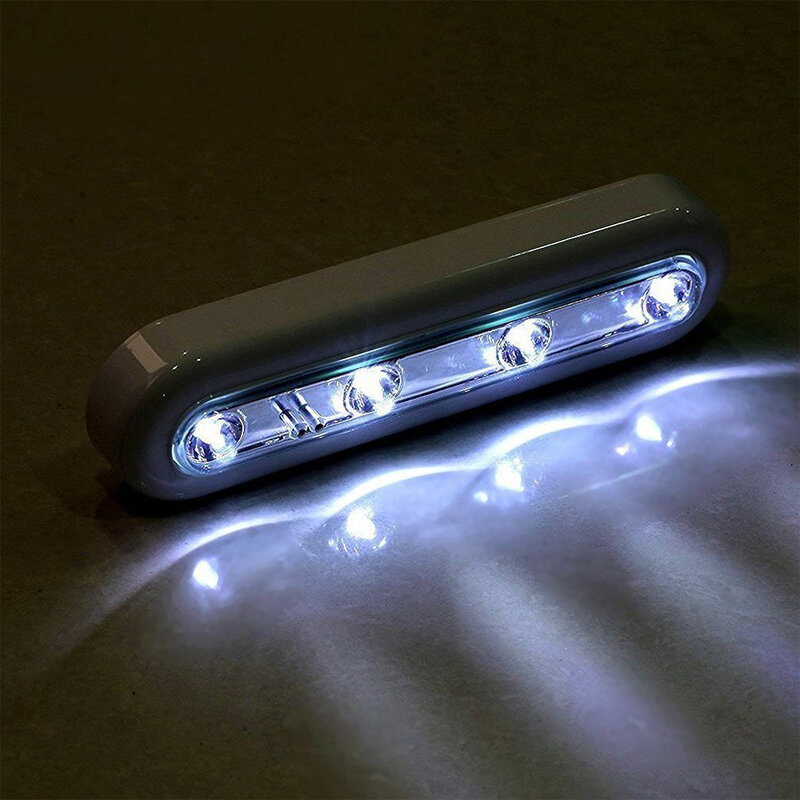 DONWEI 4 LED Touch Sensor Malam Lampu Lemari Lampu Bertenaga Lampu Baca untuk Lemari Pakaian Dapur Samping Tempat Tidur Mobil