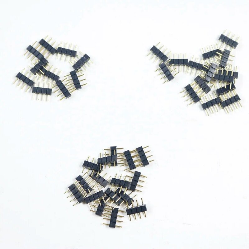 10pcs 4 Pin RGB Connector Adapter pin needle male type double 4pin,For RGB 5050 3528 LED Strip DIY lights insert led accessories