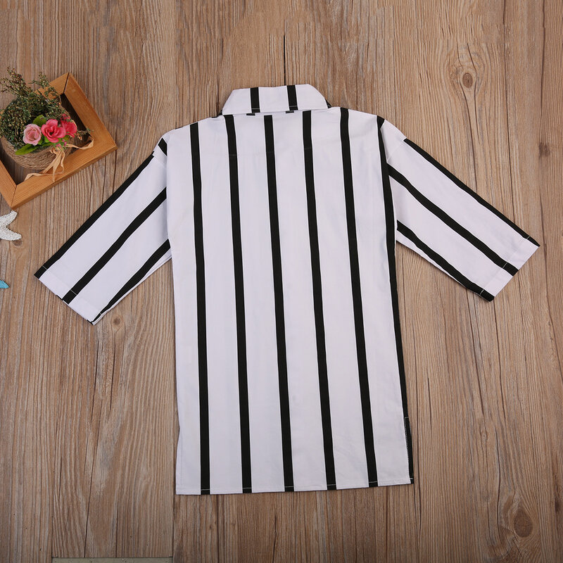 Vestidos informales de manga larga para niñas, camisa con botones, a rayas, 1-6 años, 2019