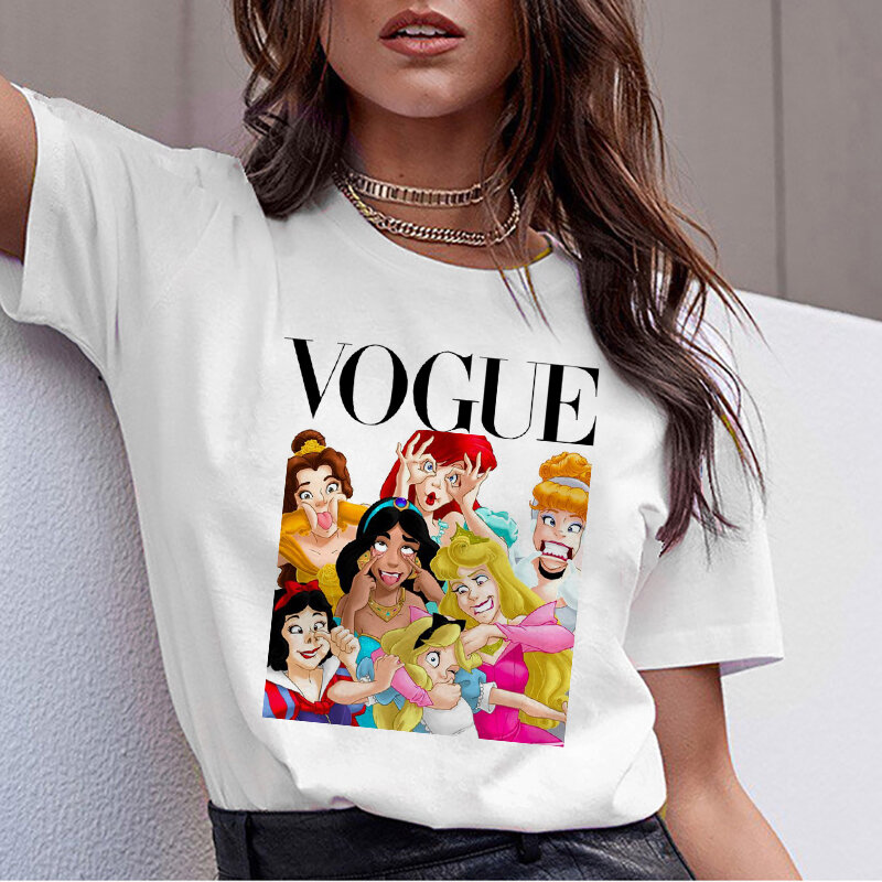 Kobiety 2020 letnia koszulka z nadrukiem Femme śmieszne księżniczka Vogue Harajuku T koszula topy w koreańskim stylu Kawaii Streetwear Camiseta Mujer