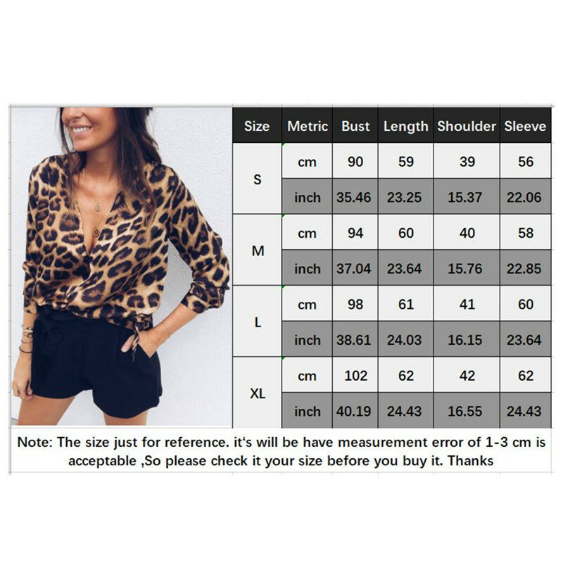 Sinfeel Baru Fashion Wanita Seksi V Leher Panjang Lengan Kemeja Kasual Blus Leopard Tops Kemeja Wanita Blus Top Wanita