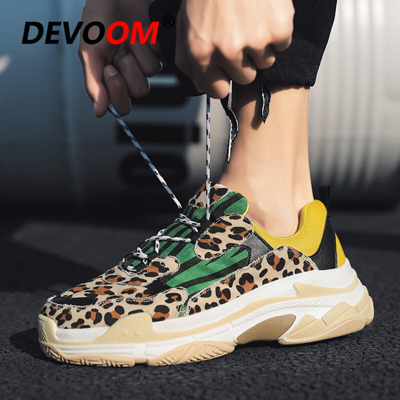 Nova moda leopard men sneaker sapatos conforto dos homens verão formadores 2019 sapatos casuais amarelo zapatillas deportivas hombre