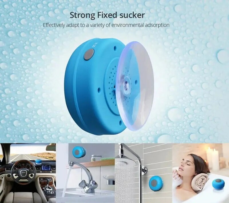 Mini Wireless Bluetooth Speaker Hands Free Waterproof Car Bathroom Office Beach Stereo Subwoofer Music Loudspeaker With Suction