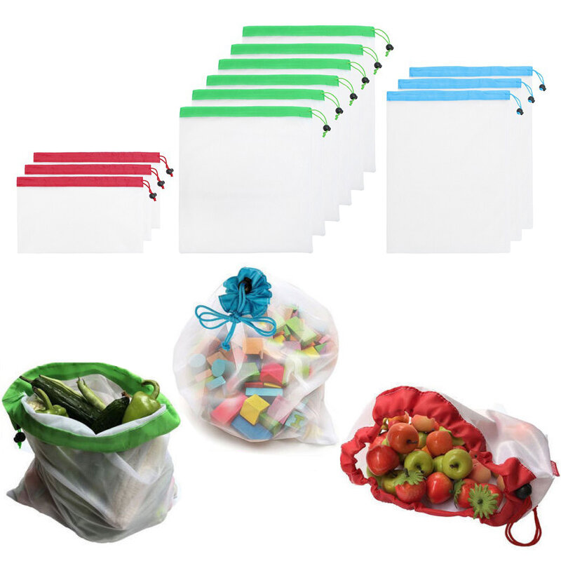 1 bolsa reutilizable para compras, bolsa reutilizable para verduras, bolsa de malla de algodón