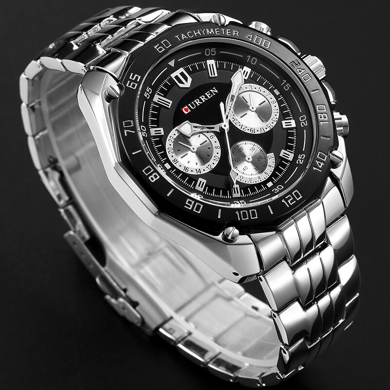 CURREN 8077 полностью Нержавеющая сталь ремешок часы для мужчин модные армейские военные кварцевые мужские часы спортивные наручные часы Мужские часы Reloje