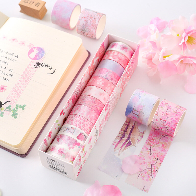 1 unidad de cinta de papel Washi estilo japonés frescura creativa Sakura álbum DIY Tech decoración pegatinas cinta adhesiva