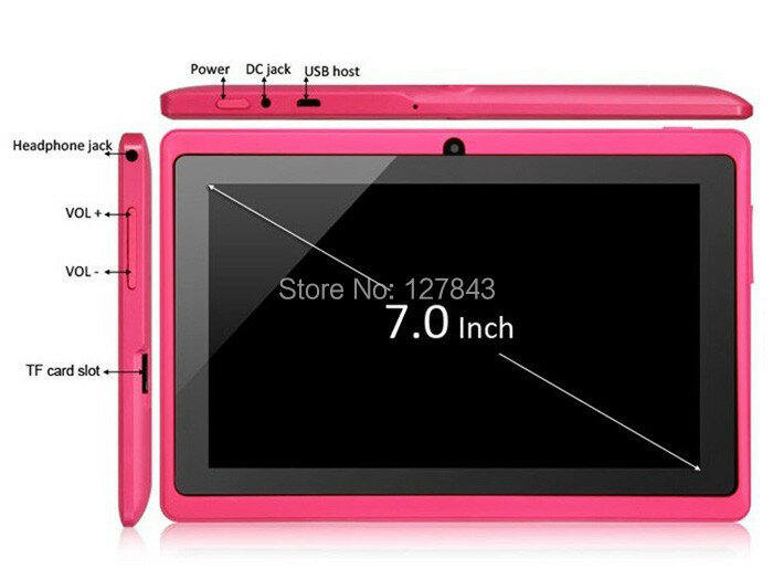 Tablette PC avec double caméra et Bluetooth, Q88 A33 Quad Core, Android 4.éclairé, 512M/4 Go, puzzles, 9 couleurs, 50 pièces/lot, livraison gratuite