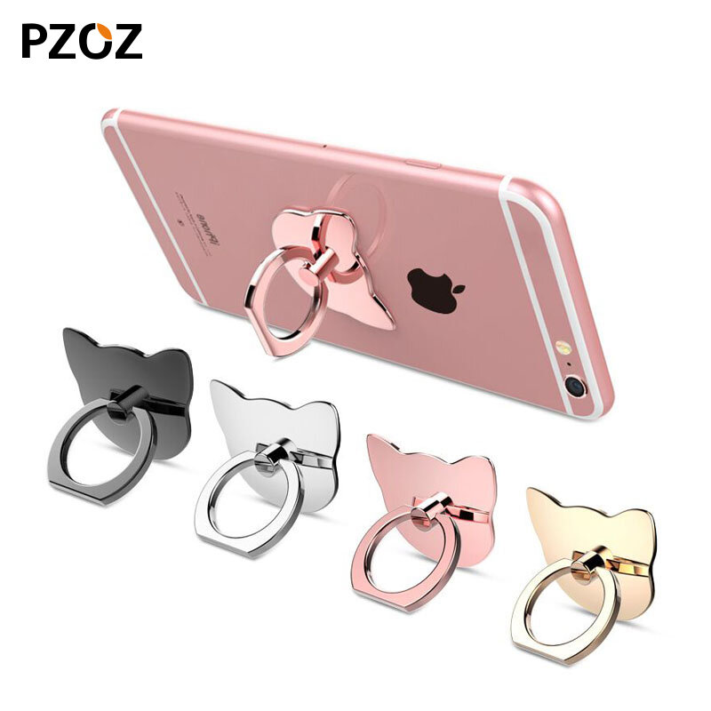Pzoz 360 Degree metal Finger ring holder cat,Love,glitter,diamond luxury women for iphone 5 6 7 8  grip mount cell Phone stand