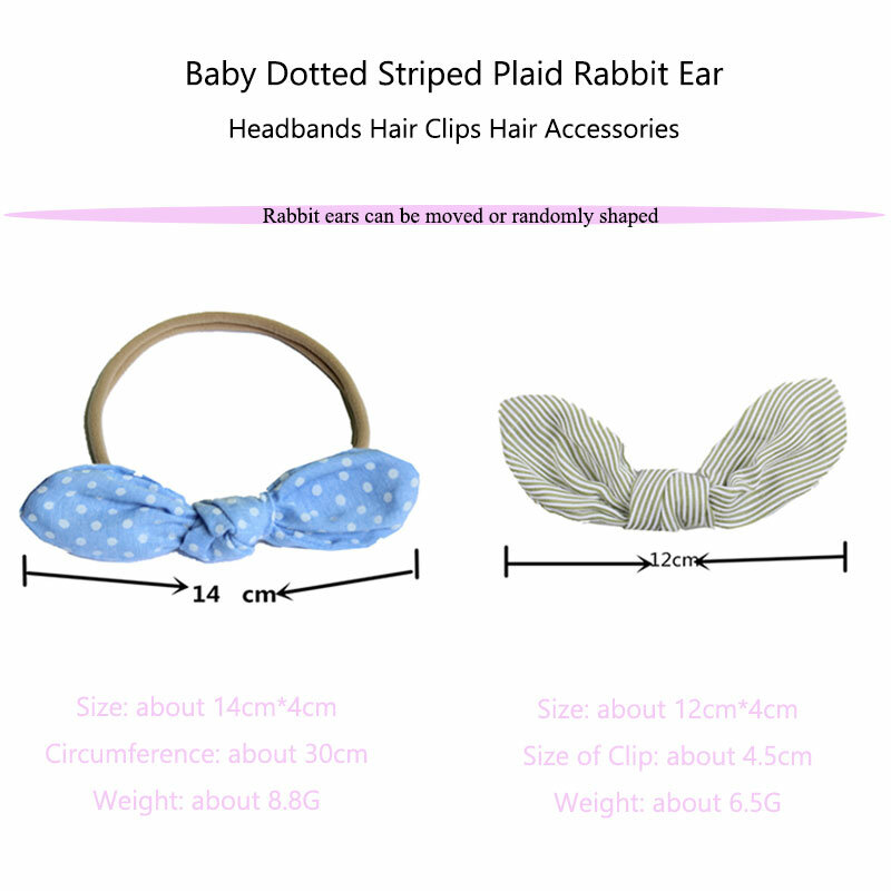 Cute Baby Hair Bands Rabbit Ears Headband Dotted Striped Plaid Girls Bow Kont Hairpins Sweet Kids Headwear Bebe Hair Accessories