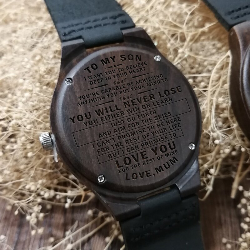 Wooden Watch Wood Watch Engraved Watch Mom To Son Believe Deep Capable Achieving Your Mind To Love Your Rest of Mine You Will Ne