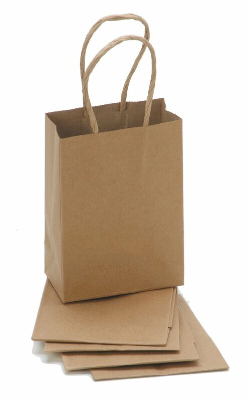 حقيبة تسوق كرافت بنية ، مقاس مخصص بمقبض دوار لتغليف الهدايا الترويجية