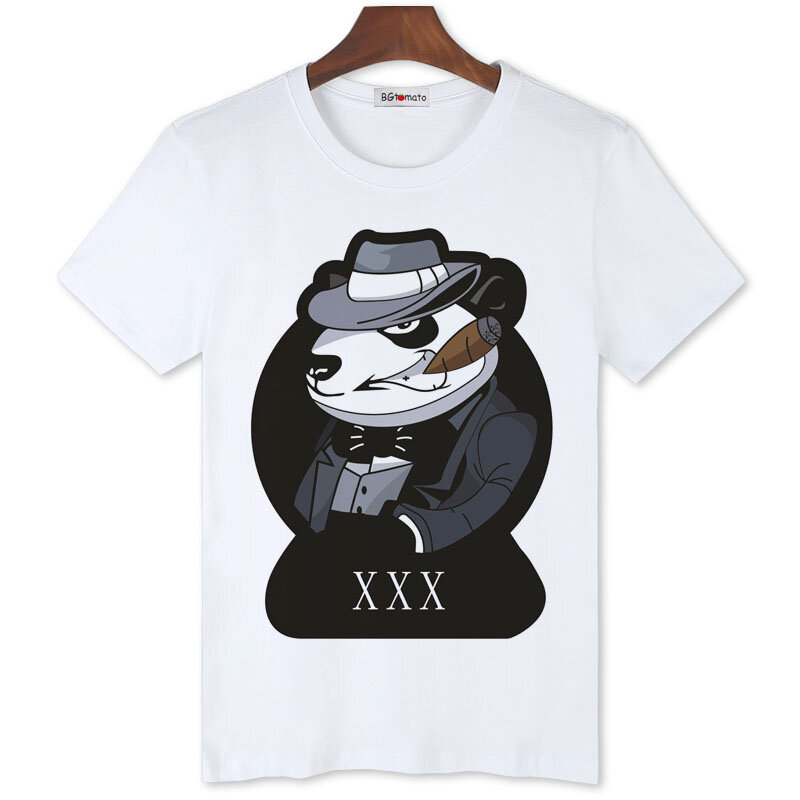 Новая стильная крутая футболка с принтом панды, мужские супер модные трендовые рубашки, хорошее качество, Повседневная футболка