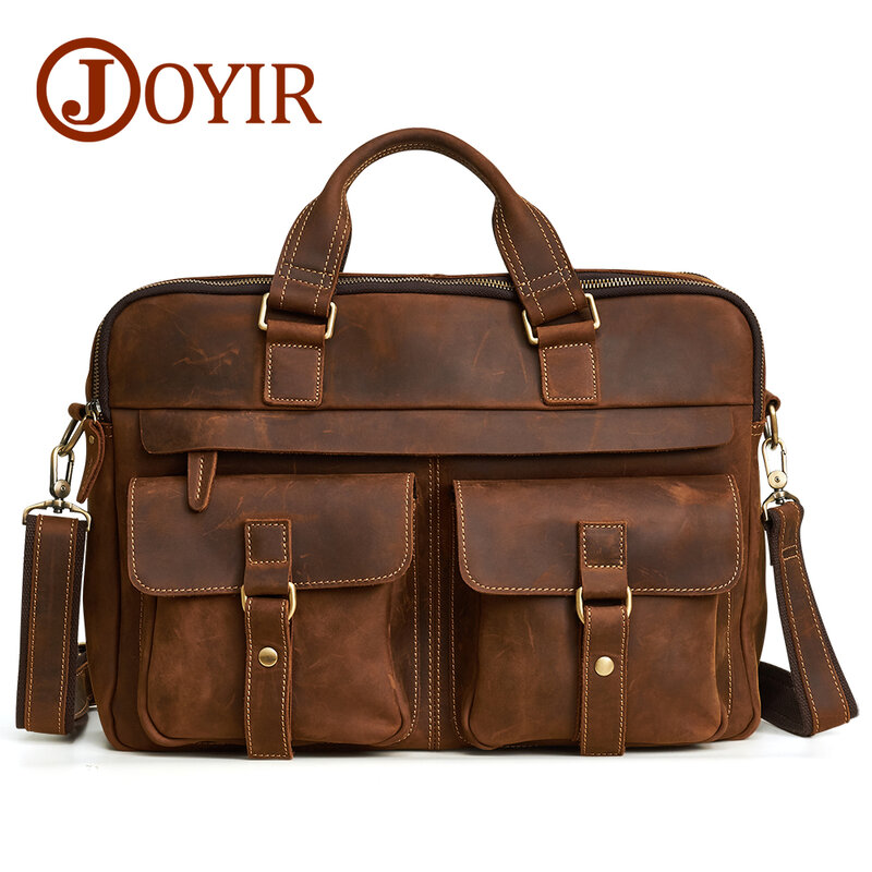 Портфель JOYIR мужской из натуральной кожи Крейзи Хорс, мессенджер для ноутбука 17 дюймов, сумка-мессенджер для бизнеса, мужская сумка на плечо