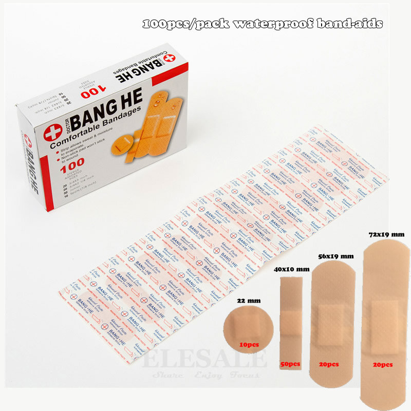 100Pcs/Pack Wasserdichte Band-Aids Bandagen Erste Hilfe Medizinische Anti-Bakterien Wundpflaster Multi Größe Hause reise Notfall Kits