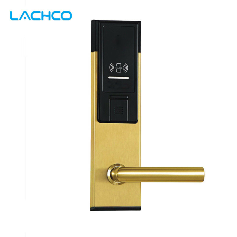 قفل باب ببطاقة إلكتروني لتحديد الهوية بموجات الراديو من LACHCO مزود بمفتاح لمزلاج للمنزل وشقة مكتبية مع مزلاج L16021SG